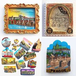 República Checa Refiniente Magnets Praga Landmark Building Turist Souvenir Refrigerador magnético Colección de decoración del hogar 240506