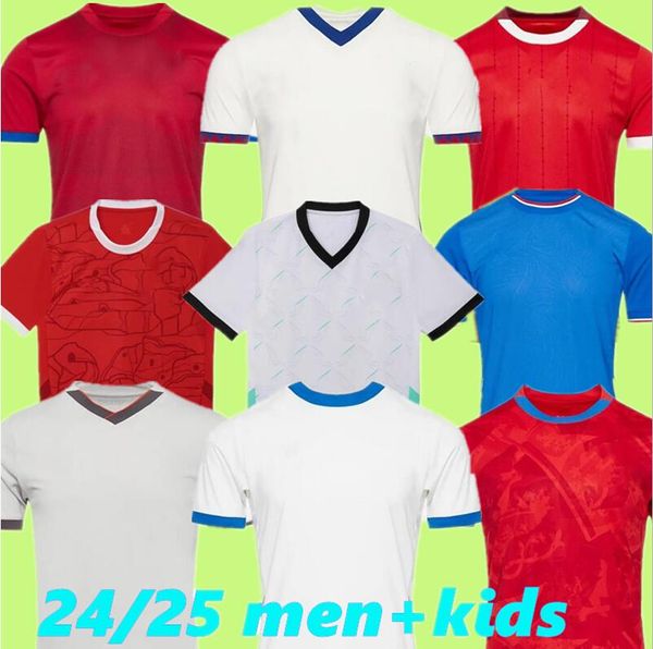 Jerseys de fútbol de la república checa Suiza en casa 24 Austria Red Blanco White 2024 Islandia Camisas de fútbol deportivo Sportswear Serbia Camisola Euro Cup Tadic Kolaro