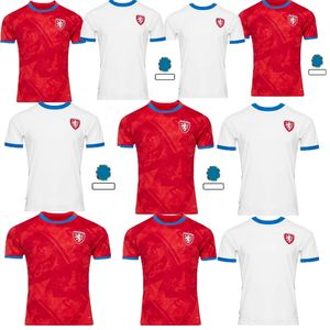 Tsjechische waterdichte en populaire stijlen voetbalshirt heren tops tee Tsjechische voetbalshirts rood thuis wit uit voetbalshirt 24 25