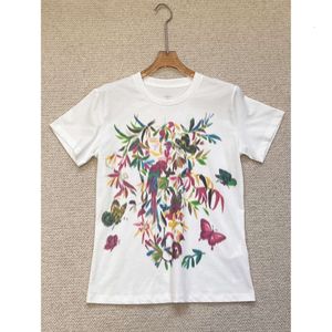 D 2024 Début du début du printemps New Women's Wear Halo Dyed Butterfly Print Top T-shirt