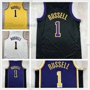 D'Angelo 1 Russell Basketball Jerseys Team City Black Purple Yellow Blanc Men Femmes Jeunes