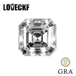 D Kleur Asscher Cut GRA Certified Stone Lab Grown Diamond Moissanita Los voor ringen Oorbel maken 240106