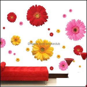 D￩cor jardín linda flor sala de estar vinilo 3D Pvc pegatinas de pared ventana decoración dormitorio cocina calcomanías hogar pegatina entrega 2021 Trk6W