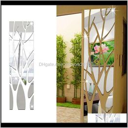 Decor Garden Drop Levering 2021 3D Mirror Wall Stickers Boomvormige zelfklevend Verwijderbare Acryl Multicolor Decal Diy Home Living Room B