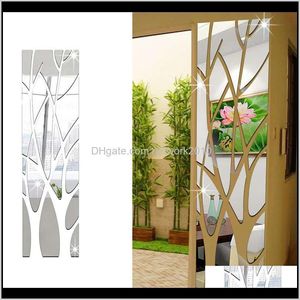 Decor Garden Drop Levering 2021 3D Mirror Wall Stickers Boomvormige zelfklevend Verwijderbare Acryl Multicolor Decal Diy Home Living Room B
