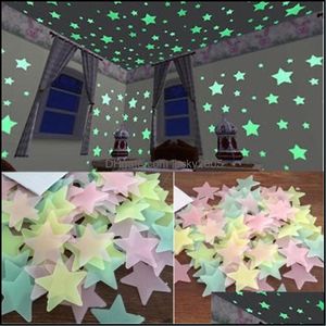 D￩cor Gardenhigh Quality 300 Étoiles 3D Glow In The Dark Stickers Muraux Enfants Fluorescent Chambre De Bébé Chambre Plafond Décoration De La Maison Chris