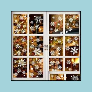 Decor Gardenwhite 36pcs/Lot Snowflake Wall Stickers Glazen raamsticker Kerstdecoraties voor Home Year Gift Navidad LE6W Drop Delive