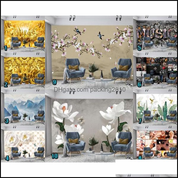 D￩cor Maison Jardin Fonds D'écran Personnalisé 3D Peintures Murales Papier Peint Style Chinois En Relief Décoration Peinture Salon Salle À Manger Chambre Fleur