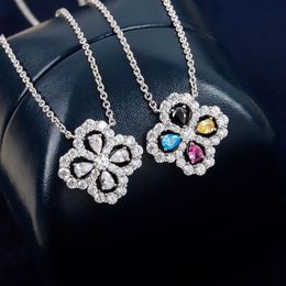 D Luxusschmuck Halsketten Anhänger Diamant Schleife Blume 925 Sterling Silber rhodiniert Designer dünne Kette Damenmode origi208S