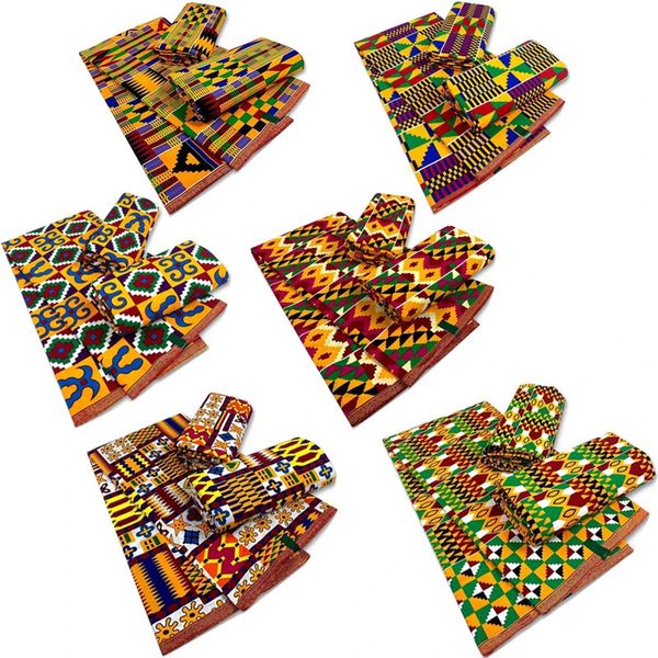 D real kente cire africain ankara imprimement batik tissu topsu ghana patchwork couture robe de mariée artisanat bricolage pagne 240409