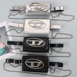 Sac Dingdang en cuir Pu à motif métallique irrégulier en forme de D, ceinture de taille, chaîne de téléphone, bandoulière simple pour femmes