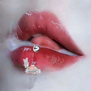 D-vormige roestvrijstalen roze hanger lip ring lip stud zoet cool hot dames oor bot stud lip nagel lip stud piercing sieraden 4789