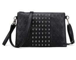 D Skull Rivet Koppelingen voor heren Mode-clutch Street Style enveloptas Schedel-clutch Handtas Portemonnee Portemonnee met hoge capaciteit Schoudertas