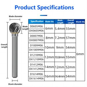 D Type Head Tungsten Carbide Alloy Rotary File Tool Point Burr Die Grinder Tools Abrasif Drill Milling Bit Bit Metal Wood