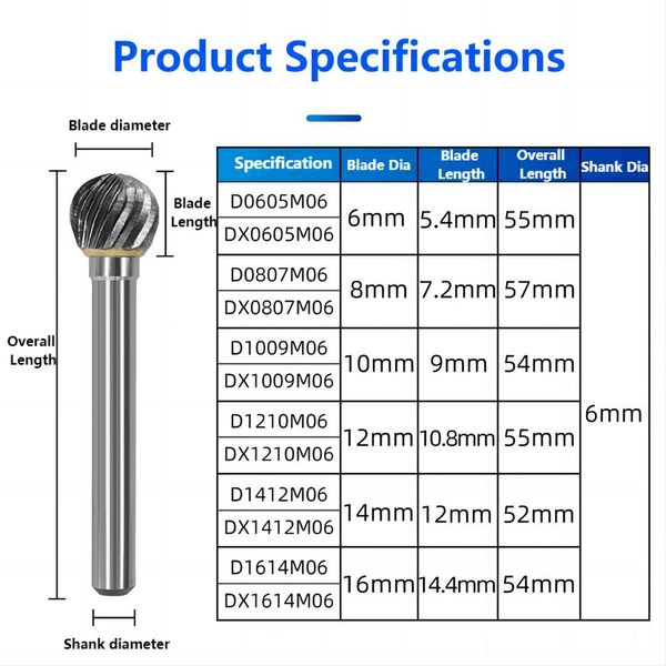 D Type Head Tungsten Carbide Alloy Rotary File Tool Point Burr Die Grinder Tools Abrasif Drill Milling Bit Bit Metal Wood