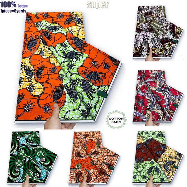 D verdadera tela africana con impresiones de cera Real estilo Ghana Ankara Wax Tissu Pagne 100% algodón diseño suave Nigeria Wax Fabric 240220