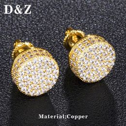 DZ – boucles d'oreilles rondes en CZ pour hommes, style Hip Hop glacé, Micro pavé, bijoux de fête, Brincos2541