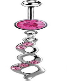 D00131 2 kleuren Piercing Body sieraden Nieuwe stijl Navel Belly Ring Clear Pink Colors Stone Drop I9iOO3894354