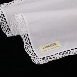 D007: witte premium katoenen kant bruiloft zakdoeken 12 stuks/pak blanco gehaakte zakdoeken voor dames/dames huwelijkscadeau LL