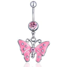 D0235 3 couleurs couleur rose joli anneau de ventre de style papillon avec piercing bijoux de corps navel9283408