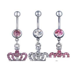 D0370 3 couleurs Crown Style Belly Piercing Corps Bijoux Butter Ring Navel Ring Barly Bar 10pcs Lot JFB3343 OL2AQ7006786