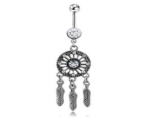 D0646 Dreamer Belly Navel Button Ring Silver Black012344357322