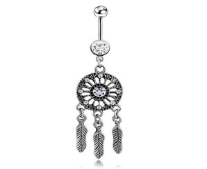 D0646 Dreamer Belly Navel Button Ring Silver Black012347347445
