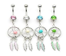 D0786A Dream Catcher Belly Navel Button Ring Mix Colors 0127408024