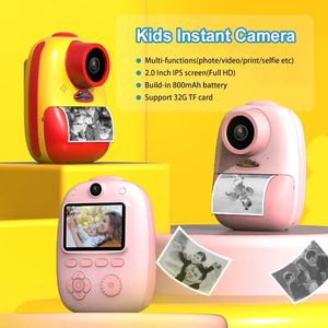 D10 caméra d'impression instantanée 1080P HD LED lumière de remplissage caméra numérique enfants jouets enfants caméra d'impression instantanée avec autocollant de bande dessinée