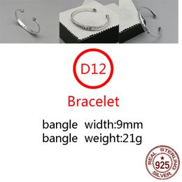 D12 S925 Bracelet en argent sterling Bracelet Hip Hop Street Fashion Couple Bijoux Personnalisé Style Punk Rétro Simple Double Tête Croix Fleur Forme Cadeau pour les Amoureux