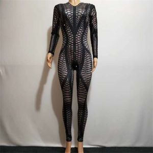 D13 Zwart Vrouwelijke Bodysuit DJ Dance Costumes Model Wears Bodysuit Elastische Outfits Party Clothek Bar Singer Jurken Club Show Club Disco