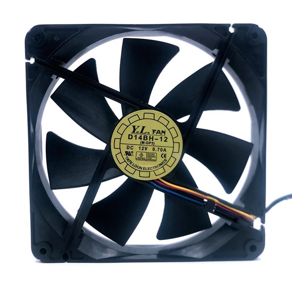 Ventiladores de refrigeración D14BH-12 135mm 135X135X25mm 4 cables PWM 2500RPM DC 12V 0.35A para Yate Loon mute computer chaasis cpu ventilador de refrigeración