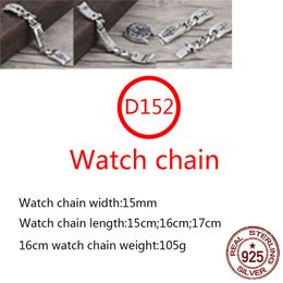 D152 S925 Sterling Silver Watch Chain Hip Hop Street Fashion Couple Sieraden Gepersonaliseerde punkstijl Solid Cross Flower Letter Lover cadeau