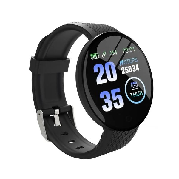 D18 Bluetooth slimme armband Kleur rond scherm Hartslag Bloeddruk Slaapmonitoring Stappenteller Sport Fitness Smart Watch