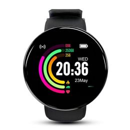 Reloj inteligente D18 para hombre, reloj inteligente con presión arterial, resistente al agua, para mujer, monitor, seguidor Fitness de ritmo cardíaco, reloj deportivo para Android IOS