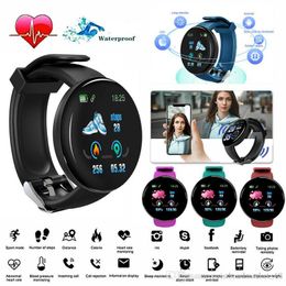 Reloj inteligente D18 para hombres y mujeres, pulsera redonda de presión arterial, relojes deportivos impermeables, rastreador de Fitness para teléfono Android Ios