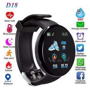 D18 Smart polsbands Bekijk mannen bloeddruk waterdichte smartwatch dames hartslagmonitor fitness tracker horloge sport voor Android iOS met retailbox
