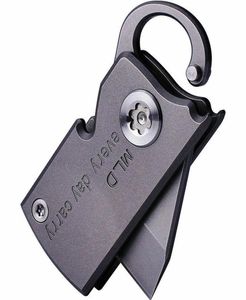 D2 lame EDC titane Mini couteau crochet outils de poche ceinture pliante porte-clés lampe de poche parapluie cordon pendentif OT1981413197