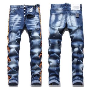 D2 Designer Jeans voor heren Dsquare DSQ2 Trendy hiphop gescheurde broek Zwarte digitaal bedrukte mid-rise denim broek met kleine rechte pijpen Heren Jeans Ontwerpersbroek 306