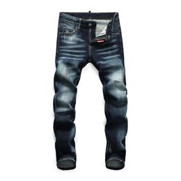 D2 Jeans Jeans Homme Bleu Lavage Dregs Petits Pieds Discothèque Personnalité Pantalons