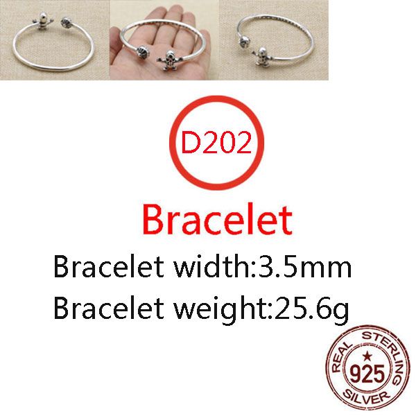 D202 S925 Bracelet de vache en argent sterling bracelet hip hop street mode couple bijoux de style punk personnalisé de la lettre squelette croix solide.