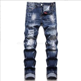 Deuxième carrée de jeans pour hommes rouges jeans jeans jeans sabotage sabotage fashion de printemps, petit jean transfrontalier droit des jeans européens et américains masculins