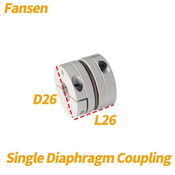 D26L26 Coppler de eje de aluminio Diafragma único conector de acoplamiento Aleación Flexible de diafragma doble