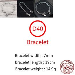 D40 S925 Sterling Silver Bracelet Punk Hip Hop Style Gepersonaliseerde klassieke sieraden Ananker Kruisbriefvorm Geschenk voor geliefden