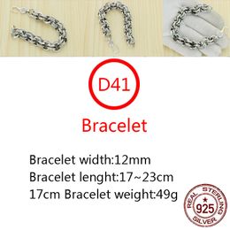 D41 S925 Sterling Silver Bracelet Punk Hip Hop Style Personnalisé Classique Bijoux Double Cercle Croix Fleur Lettre Forme Cadeau pour Les Amoureux