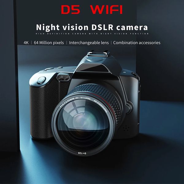 D5 Cámara digital Videocámara 16X Zoom digital Cámara profesional Visión nocturna por infrarrojos para mujeres y hombres 240327