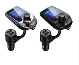 D5 Chargeurs de téléphone Kit de voiture sans fil Bluetooth Lecteur MP3 Transmetteur radio Adaptateur audio QC3.0 Haut-parleur FM Chargeur USB rapide AUX Écran LCD
