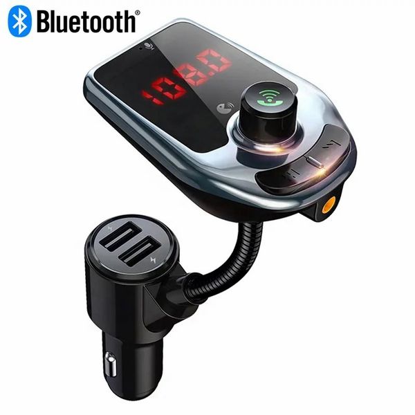 D5 Kit de coche inalámbrico Bluetooth Reproductor de MP3 Transmisor de radio Adaptador de audio QC3.0 Altavoz FM Cargador USB rápido AUX Pantalla LCD