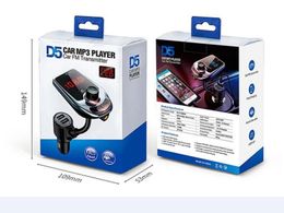 D5 Wireless Bluetooth -auto MP3 -speler Radio Car Bluetooth FM zender audio -adapter luidspreker snel USB Charger aux LCD -display