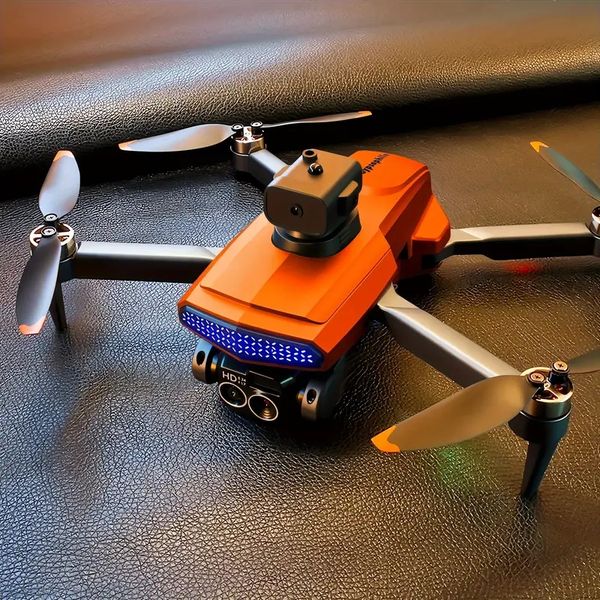 Drone télécommandé à flux optique sans balais D6 PRO Orange avec double caméra SD 2/3 piles Caméra ESC 540° Évitement intelligent des obstacles Moteur sans balais amélioré